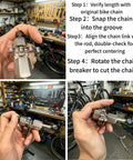 All In One Bike Chain Tool Kit For Six Seven Eight Speed Chains With 126 Link Replacement Chain Breaker and hand tool usage steps