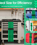 Welding Rod Storage Rack Kit with Four Slot TIG Filler Rod Holder mounted in garage workspace next to cabinets and tools.