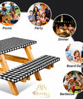Waterproof Fitted Picnic Table Cover Set For Six Foot Tables With Elastic Edges Includes Bench Covers 72 By 30 Inch Tablecloth