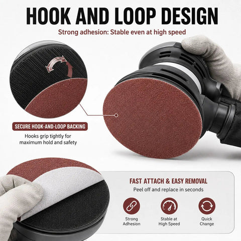 Rock Your DIY Game With These 200 Pcs Of Premium 2 Inch Aluminum Oxide Sanding Discs featuring hook and loop design for stability.