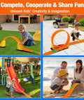 Children playing with Flexible Roll Up Race Track For Kids Outdoor Toys Portable DIY Race Car Track Lets 1 64th Diecast Cars.