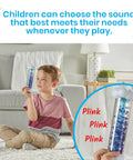 Child using Calming Rain Sensory Tubes For Kids, Chill Rain Sound Fidget Toys, demonstrating mindfulness in living room.