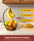 Smooth Spinning 360 Degree Rotating Fruit Bowl With Hefty Capacity Deep Basket And Solid Banana Stand For Kitchen Counter Organization With Bananas