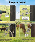 Installation guide for Two Pack Magnetic Horse Tie Ring Set With Stainless Steel Rings, Eye Bolt, And Quick Snap.