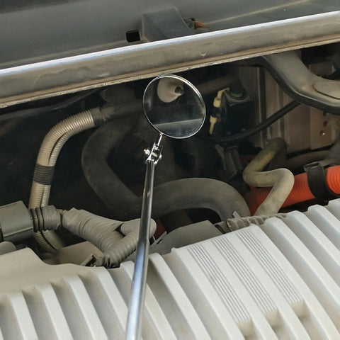 Claw Grabber Pickup Tool With 20Lb Telescoping Magnet And 85mm Inspection Mirror On A Stick, inspecting car engine spaces.