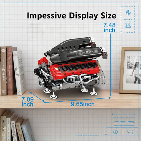 Working V12 Engine Model Kit For Adults A Fully Functional Mechanical Desk Model With Realistic Pistons And Crankshaft Motion A Cool Hands On Buildable Engine Toy For Car Enthusiasts And Education Gift 9.65-inch display size