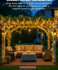 Outdoor Solar String Lights 4 Pack 132 Ft Total 400 LED Fairy Lights Waterproof With 8 Modes Warm White illuminating patio