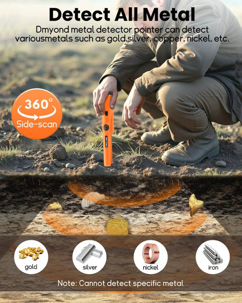 Professional Waterproof Metal Detector Pinpointer For Treasure Hunting Bullseye Accuracy Handheld Ground Probe Scans Large Areas No Sweat Operation Single Power Switch With Included 9V Battery Real Deal Finding Gear For Weekend Warriors
