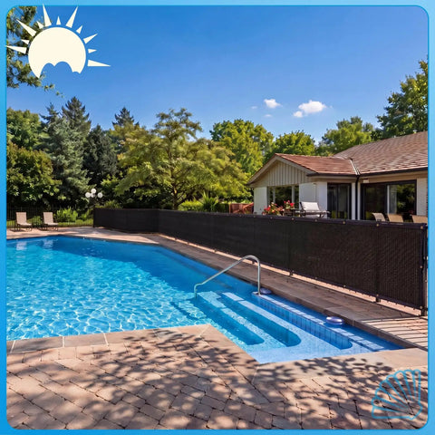 Heavy Duty Balcony Privacy Screen 3 By 20 Feet Black Fence Cover With Grommets And Zip Ties 170 GSM Breathable Mesh by pool