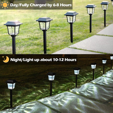 8 Pack Solar Pathway Lights With Two Color Modes Warm White And Cool White Waterproof Outdoor Path Lighting For Yard Lawn Sidewalk Driveway