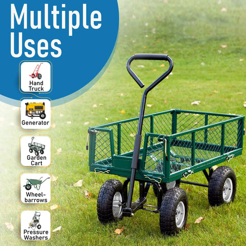 All Purpose 10 Inch Pneumatic Tire And Wheel Set on green garden wagon with hand truck and generator images