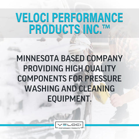 Veloci Performance Products Inc. logo with text about pressure washing equipment