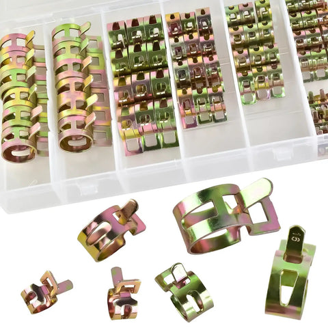 Premium Galvanized Spring Hose Clamp Assortment Kit Delivering Bomb Proof Grip For Grease Monkey Projects And Household Plumbing Fixes 72 Piece Rust Resistant Steel Fastener Kit