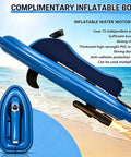 Image of Inflatable Jet Ski With Electric Motor And Pump For Lakes And Rivers 700W Portable Watercraft displayed on a beach.