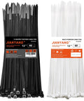 Heavy Duty 12 Inch Zip Ties With 200Lbs Tensile Strength, V Shaped Toothed Double Sided Cable Ties, Nylon Tie Wraps Black White