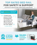 Killer Grip Premium Adjustable Bed Rail For Seniors Featuring No Fuss Setup And Smart Storage Pocket ASTM Approved black assist bar with user