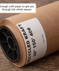 Straight Up Premium Brown Kraft Paper Roll Hella Thick For Rustic Gift Wrapping And Diy Crafts Large, showing end of roll with label.
