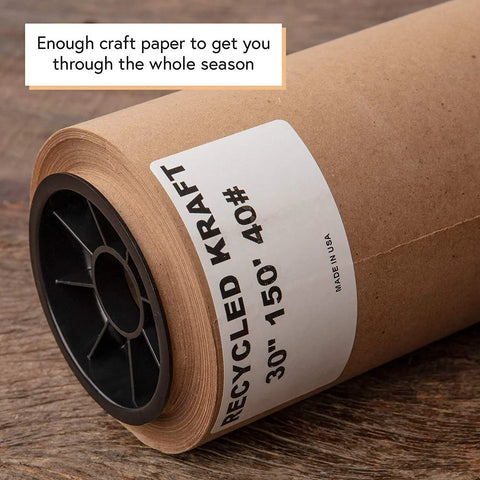 Straight Up Premium Brown Kraft Paper Roll Hella Thick For Rustic Gift Wrapping And Diy Crafts Large, showing end of roll with label.
