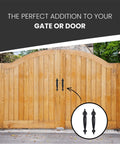 10 Inch Ornamental Gate Handle Built Tough Decorative Pull For Gates Barn Doors Fences Sheds Garages Closets Pantries Sliding Doors Indoor Outdoor Use Black Powder Coated Finish installed on wooden gate