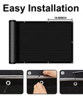 Installation guide for Black 3x16 Balcony Privacy Screen made from HDPE with easy zip tie setup, provides UV protection and privacy.