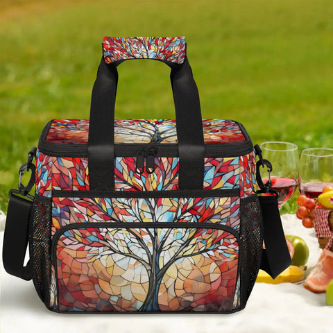 Colorful trees design Insulated Picnic Backpack Lunch Bag for women and men with large capacity for beach, work, camp, travel.