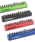 36 Piece Magnetic Hex Bit Holder Set 4 Pack With Mounting Bases For Metal Surfaces, color-coded hex bit organizers