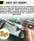 Bulk Pack of 300 Brass M4 Heat Set Threaded Inserts Knurled For Plastic, installation in electronics with a soldering iron