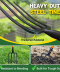 Heavy Duty Garden Fork With 4 Tines 45 Inch Spading Fork Steel Handle And Enhanced D Handle for tough soil in gardens