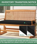 Outdoor Bench Cushion For All Weather Use, Waterproof, Fade Resistant, Non Slip Pad With Removable Cover, Fits Garden Benches, Porch Swings, Patio Sets, 48 X 18 X 3 Inches, Black on wooden bench