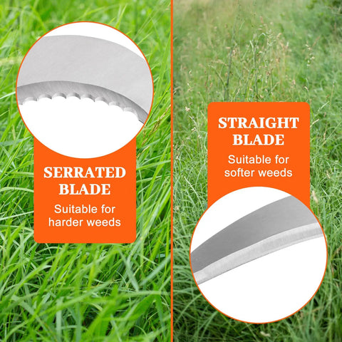Stand Up Weeding Sickle With Adjustable Long Handle Stainless Steel Double Serrated Blade Grass Sickle Blade Types