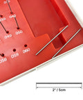 Pro Grade Pin Gauge Set 50 Piece In Bearing Steel, Heat Treated And Burr Free, With Sturdy Storage Case, Precision 0.011 To 0.060 Inches, Great For Machining, Alignment, And Tight Tolerances. Red case with .049-.060 pin gauges and 2in scale