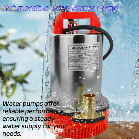 12V Submersible Deep Well Water Pump With 1 Inch Outlet For Irrigation And Home Use Upgraded Copper Motor For High Efficiency