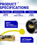 Propane Quick Connect Adapter For Gas Grills And Heaters 1/4 Quick Connect Regulator With QCC1 Type-1 Connector