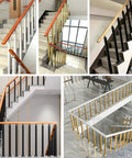 Top Shelf Metal Guardrail Poles For Stairs And Decks 20 Pack Cuttable Stair Railing Posts in various stair settings.
