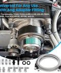 Beefed Up Heavy Duty Stainless Braided Transmission Cooler Line Kit 70 Inch 6AN shown with engine and adapter fittings.
