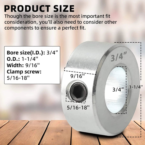 Four Pack Zinc Plated Carbon Steel Shaft Collar Set With Screw Style Bore Three Quarter Inch Bore One And Quarter Inch Outer Diameter