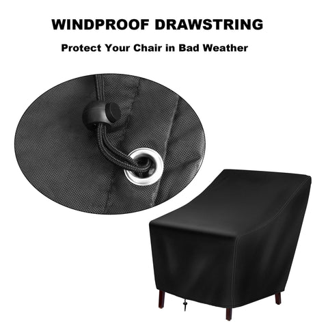 Heavy Duty Waterproof Patio Chair Cover For Deep Seated Lounge Chairs All Weather Outdoor Furniture Built Tough Shield with drawstring