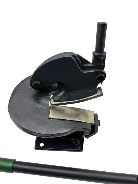 Heavy Duty Throatless Steel Shear With 18 Inch Lever Handle And Adjustable Cutting Head For Straight Or Curved Metal Work Features Replaceable Hardened Alloy Blades That Make Short Work Of Stainless Aluminum And Mild Steel All Day Long
