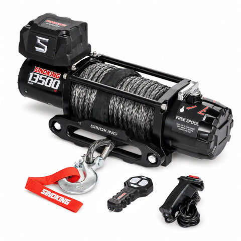 13500 Lb Beefy Electric Winch For Jeeps Trucks SUVs And Boats With 12V Power 80 Ft Synthetic Rope Waterproof Towing Winch Wireless And Wired Remote Heavy Duty Off Road Recovery, winch kit