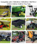 Collage showing lawn mower, tractor, snow blower, wheelbarrow, yard trailer, Razor Dirt Quad, ATV, go kart, and pressure washer