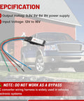 DC 12V To 3.3V 5V 6V 9V Step Down Voltage Regulator For Cars And Trucks 2A Max Output shown with wiring and truck