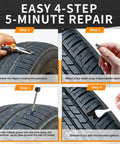 All In One Tire Repair Kit For Cars Trucks Motorcycles And Tractors With 120 Screws And Sealant Includes 4-step repair guide