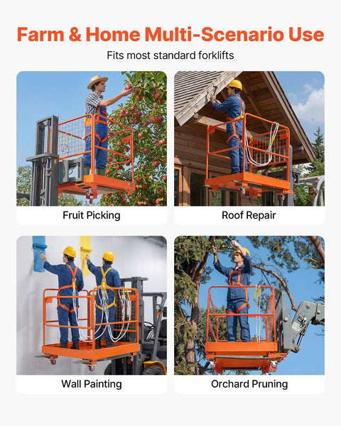 Heavy Duty Forklift Man Basket Safety Cage With 1200 Lb Capacity Durable Steel Work Platform For Safe Aerial Lifts Fits Most Pallet Forks Shop Grade And Built To Handle The Daily Grind