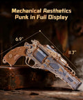 3D Wooden Puzzle Revolver Kit For Adults A Steampunk Mechanical Revolver DIY Assembly Project Unique Gift Idea For Gearheads Collectors And Makers Handcrafted Display Piece With Retro Futuristic Flair, 6.9 x 11.7 in
