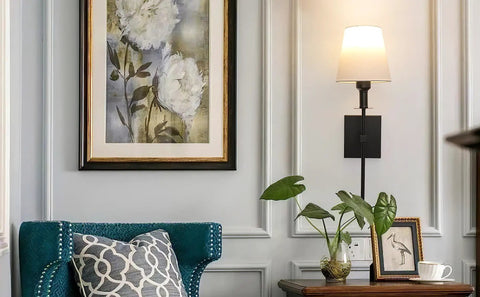 Two Pack Battery Operated Wall Sconces With Remote Control, Dimmable Brightness From 10 to 100 Percent And Color Temperature From 2700K to 6500K, USB Charging Cable Included, Bulb Included, Easy Install, Black Finish, Wireless Non Hardwired Lighting in a decorated living room setting