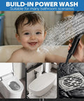 Child enjoying bath with Big 8 Inch Rain Shower Head With Handheld Spray High Pressure Rainfall Kit, suitable for pet cleaning.