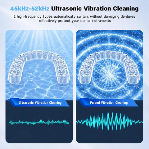 Dope 200ml Sonic Cleaning Pod With 4 Modes And UV Lights 45-52kHz Deep Clean For Retainers Dentures Mouth Guards Aligners Braces Dental Accessories And Jewelry showing ultrasonic vibration cleaning