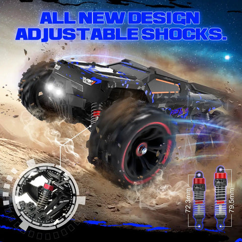 Beast Speed 60KPH 1:14 Scale RC Truggy 4x4 Off Road Remote Control Truck Waterproof Electric Car With 2S Battery showing adjustable shocks