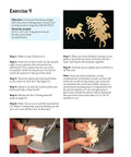 Scroll Saw Workbook Third Edition Top Shelf Beginner Guide showing exercise steps, wood pieces, and cutting instructions.