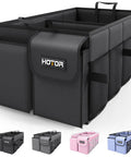 Foldable Trunk Organizer For Cars And SUVs With Dual Large Compartments And Six Mesh Pockets in black